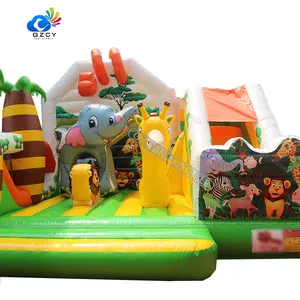 China supplier bouncy castle zoo theme inflatable combo with slide use for kids