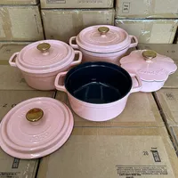 Marmite en fonte émaillée de style nordique rose crème Morandi, compatible avec tous les types de cuisinières, pour ragoût/soupe/cuisson