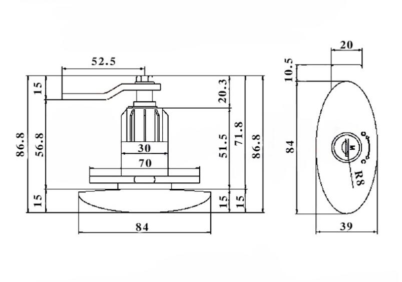 FS7034 RV Cabin Door Lock Trailer Compression Seal Lock Oval Handle Rotary Lock