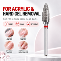 Fraise à ongles professionnelle en carbure de tungstène, forme épi de maïs, argentée, grain fin, tige de 2,35 mm, pour usage en salon de manucure, certifiée CE, OEM