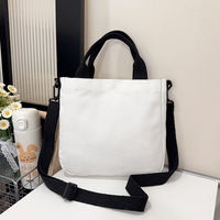Sac fourre-tout promotionnel personnalisable à imprimer, sac à bandoulière en toile vierge de couleur unie pour étudiant