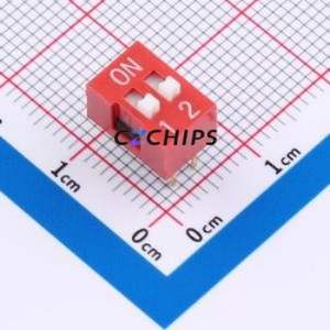 DSWB02LHGET DIP Switch Through hole Component (THT) Switch Flat Toggle, Raised Type Single Pole Single Throw 2 2.54mm - Product Image 1