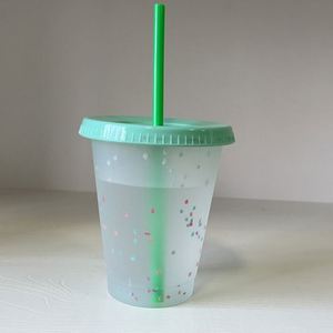 Gobelet en plastique PP arc-en-ciel à changement de couleur multifonction avec paille - Product Image 4