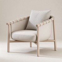 Fauteuil individuel de luxe léger sur mesure, fauteuil lounge, pouf, avec dossier et accoudoirs en cuir pleine fleur et structure en bois massif
