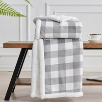 Plaid Sherpa ultra doux, chaud et épais à double couche avec motif écossais personnalisé pour l'hiver
