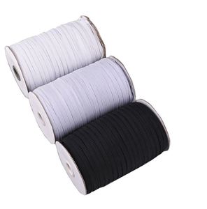 Bande élastique plate tressée OEM en gros, largeur 5 mm, noire et blanche, technique de tricotage et de tissage pour la couture de vêtements et les exercices - Product Image 1