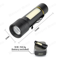 Mini lampe de poche tactique LED à pile AAA personnalisée double source de lumière torche Cob Linterna puissante et étanche chargement USB IP68