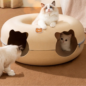 Lit tunnel interactif pliable antistatique de haute qualité pour chat, lit donut pour animaux de compagnie, lit tube, lit-caverne pour animaux de compagnie - Product Image 2