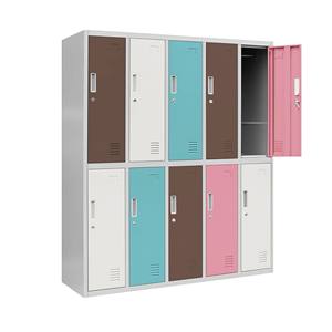 Casier métallique à 2 niveaux et 10 portes avec serrure à clé pour vêtements de travailleurs et rangement des affaires des étudiants - Product Image 1