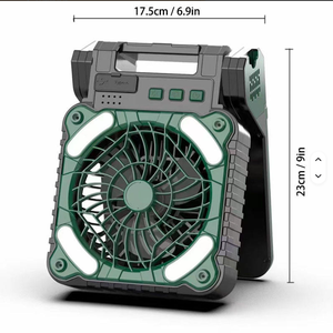 Ventilateur solaire portable pliable avec lumière LED, quatre vitesses, batterie externe 5200 mAh, chargement USB, pour camping en extérieur, usage de bureau et situations d'urgence - Product Image 6