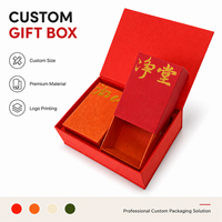 Boîte cadeau de luxe rouge personnalisée avec logo, fermeture magnétique, emballage en carton rigide de qualité supérieure pour thé, ginseng, complément alimentaire à base de plantes