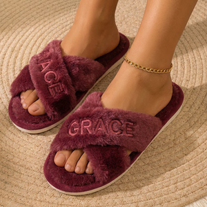 Pantuflas <span class=keywords><strong>de</strong></span> Felpa Cruzadas con Suela <span class=keywords><strong>de</strong></span> EVA <span class=keywords><strong>de</strong></span> Diseño Nuevo y Premium, Pantuflas <span class=keywords><strong>de</strong></span> <span class=keywords><strong>Casa</strong></span> con Forro <span class=keywords><strong>de</strong></span> Felpa y Buena Calidad <span class=keywords><strong>de</strong></span> Producto - Product Image 3