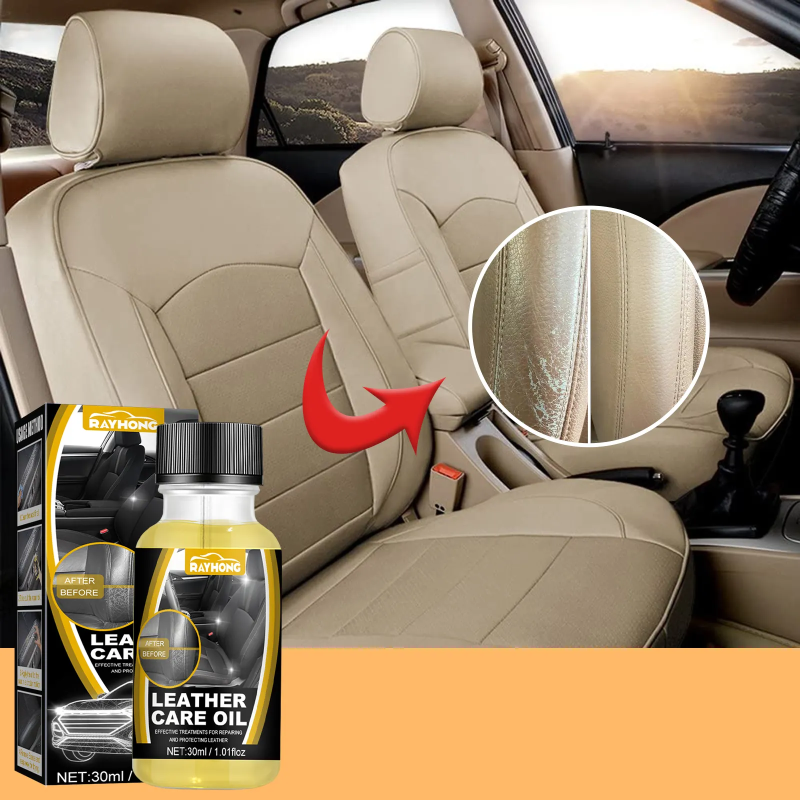 Rayhong Leather Care Products Car Interior Leather Care Kit Effective Leather Care Oil