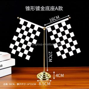 Bandera de carreras a cuadros Banderas de señal de mano Tamaño personalizado automotriz en blanco y negro - Product Image 2