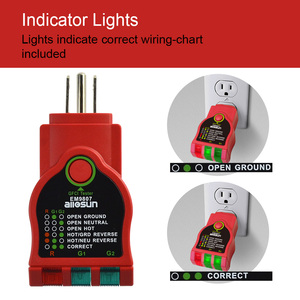 Probador de Enchufes GFCI Allosun EM9807, Kit de Seguridad Eléctrica para el Hogar, Probador de Tomas de Corriente - Product Image 3
