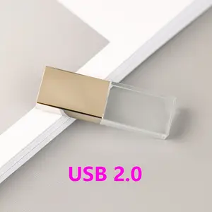 Luxury Rose Gold Pen Drive 2.0 3.0 Mini Glass 8Gb 16Gb 32G 64Gb 128Gb 256Gb Custom Logo Pendrive Crystal Usb Stick Flash Drives