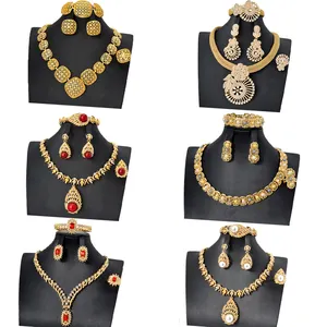 Fashion collection 18K gold plated African Luxury jewelry Gold Dubai pakistani bridal jewelry sets for women