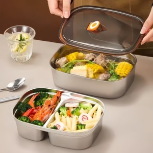 304 <span class=keywords><strong>Food</strong></span> Grade RVS Luchtdicht Voedselbewaarbak met Datumwijzerdeksel - Lekvrij BPA-Vrij Lunchbox voor Meal Prep - Product Image 5