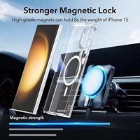 Étui de téléphone de luxe transparent anti-jaunissement en TPU+PC avec cadre métallique magnétique anti-chute et antichoc pour Galaxy S24 S25 S26 Ultra