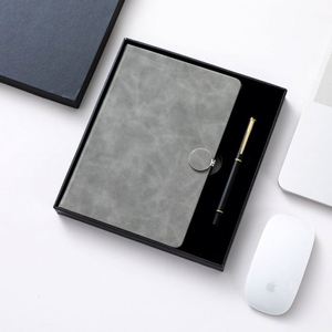 Custom Logo Printed Business Gift Set Promotional Notebook A5 Navy Blue Leather <b>Journal</b> Corporate Gift Set Diary With Luxury Pen - Product Image 1