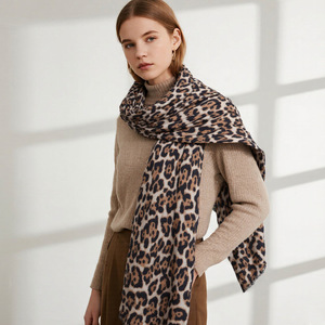 Warm Leopard Print Scarf for Women Wool Blend 70x180cm Soft Cozy Winter Shawl Animal Pattern Fashion Wrap Long Autumn Scarf - Product Image 1