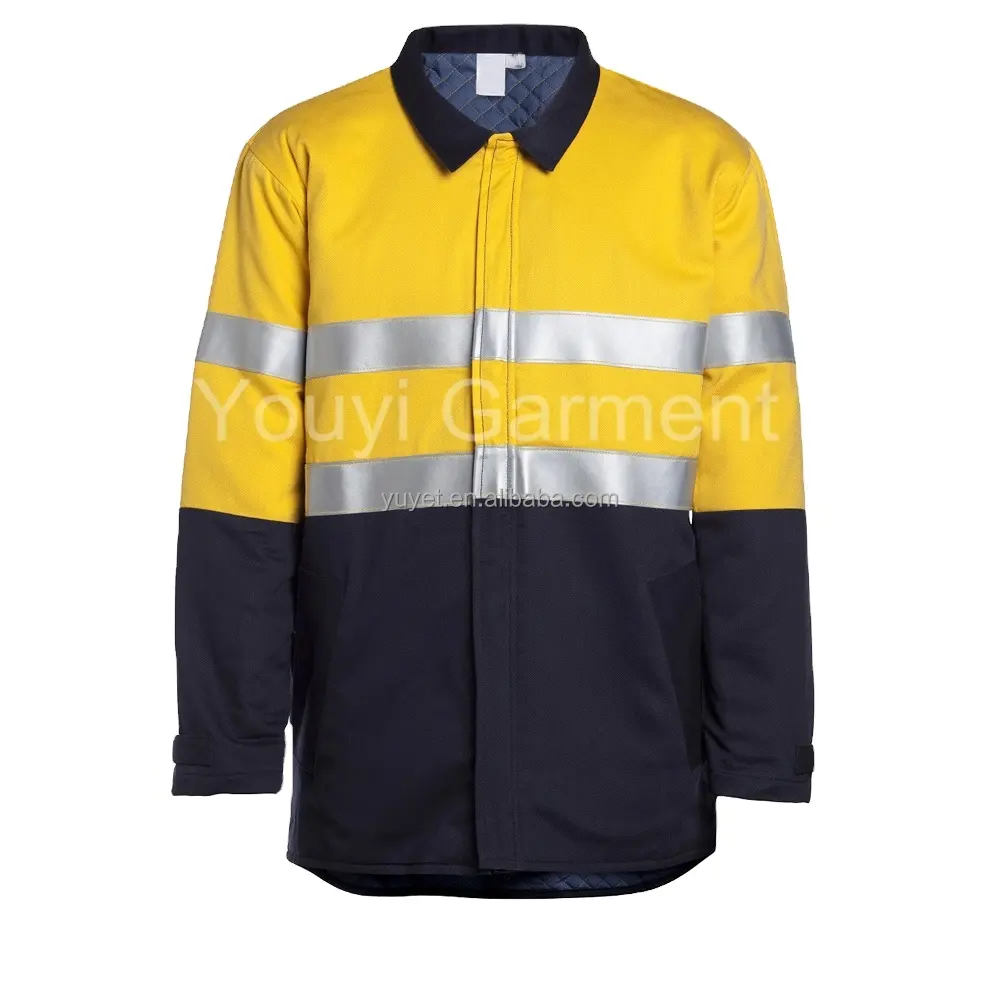 Factory customized Cvc flame retardant safety suit winter construction Frc work jacket