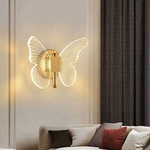 Applique murale <span class=keywords><strong>LED</strong></span> moderne PM, corps en fer inspiré du papillon, pour éclairage nordique, idéale pour les chevets d'hôtel et les murs de chambre, avec support mural. - Product Image 3
