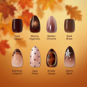 BTARTBOX Uñas Postizas Marrones Otoñales, Uñas de Gel Suave 3D con Efecto Ojo de Gato, Hechas a Mano, Premium, Venta al Por Mayor - Product Image 1