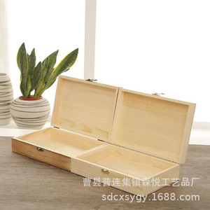 Caja de almacenamiento rectangular de madera de pino, 20x17x7cm, para joyería, libros, regalos, organizador de escritorio - Product Image 3