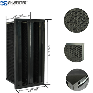 V-ngân Hàng Hepa H13 Bộ lọc không khí than hoạt tính pleat túi lọc Công nghiệp sử dụng sợi nhỏ phương tiện truyền thông HVAC Hệ thống điều kiện mới - Product Image 1