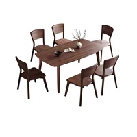Ensemble table et chaises en bois de noyer noir, design contemporain, durable, écologique, capacité 4 personnes, rectangulaire, mobilier de maison