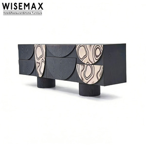 WISEMAX FURNITURE Italian Minimalist Living Room Furniture Solid Wood Storage Cabinet Creative Black <strong>Kitchen</strong> <strong>Sideboard</strong> <strong>for</strong> Hotel - Product Image 6