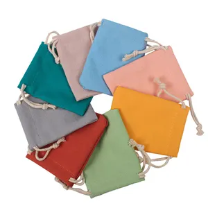 पदोन्नति कैंडी रंग रिक्त ड्रा स्ट्रिंग पैकिंग बैग शुद्ध रंग कपास कपड़ा मिनी Drawstring उपहार बैग