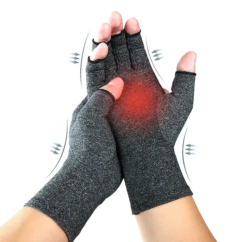 Компрессионные перчатки для рук против артрита, удобные дышащие влагоотводящие тканевые перчатки без пальцев для защиты от отеков