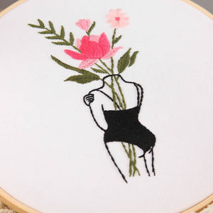 Flower Girl Bordados Starter Kits para adultos iniciantes com padrão estampado, fio bordado, agulhas e Hoop - Product Image 5