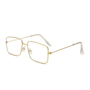 Montures de lunettes rectangulaires dorées, monture complète, unisexe, tendance mode, protection UV385, type 3, verres AC, origine Jinhua - Product Image 1