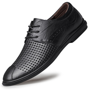 Zapatos de Vestir con Cordones de Cuero Genuino con Diseño Calado, Nuevos para Primavera y Verano |   Zapatos de Cuero Transpirables Casuales para Hombre de Talla Grande - Product Image 2
