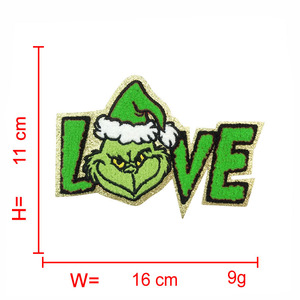 Wholesale Christmas Patches New Embroidery Chenille Gingerbread Santa Baby <strong>Grinch</strong> Patch Iron on for <strong>Clothing</strong> - Product Image 4