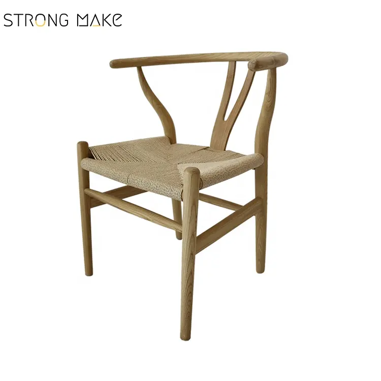 Роскошный деревянный стул из ротанга во французском стиле, современный обеденный стул из цельного дерева с Y-образным абажуром
