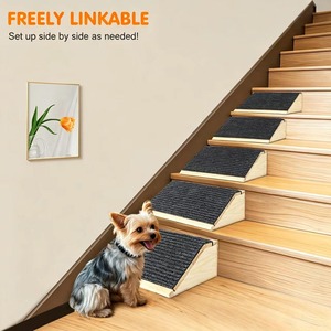 Rampe pour animaux de compagnie en bois massif, antidérapante, escalier pour chiens et chats avec surface en tissu texturé, marches pour <span class=keywords><strong>petits</strong></span> animaux pour lit, canapé, sofa - Product Image 1