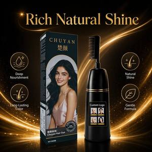 Crème colorante capillaire noire à base de plantes OEM avec applicateur peigne Couverture instantanée des cheveux gris - Product Image 1