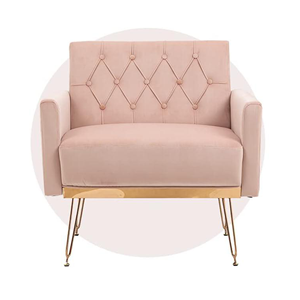เก้าอี้เลานจ์สไตล์ผู้หญิงผ้ากำมะหยี่สีชมพูพร้อมขาโลหะสีทองทนทานหุ้มเฟอร์นิเจอร์ห้องนั่งเล่นโดย tosee - Product Image 4