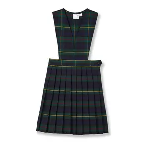 Custom Student Casual Sleeveless Jumper School Girl Dress Uniform With Pleated Skirt Fabric Primary School Style