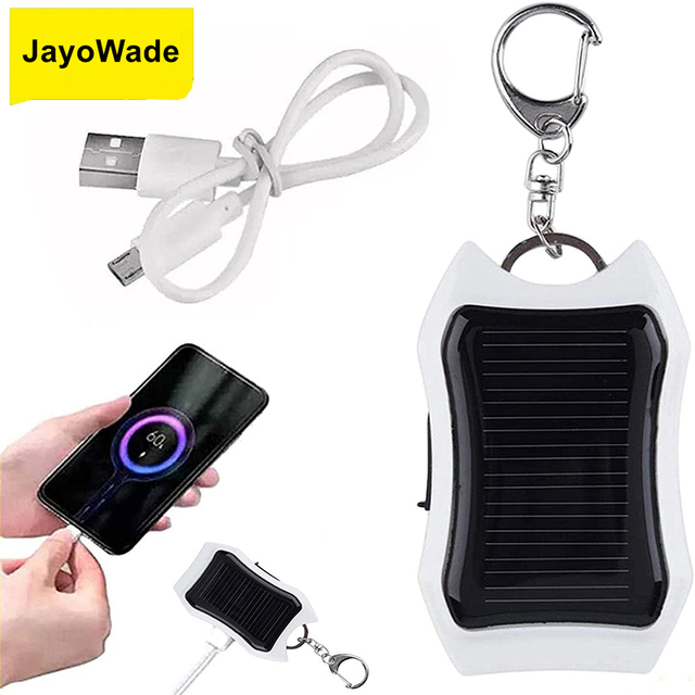 Newest Portable Solar Cell Mobile Phone Charger Fast Charging Charger Power Bank Mini Solar PowerBank Keychain With 3 Led Lights