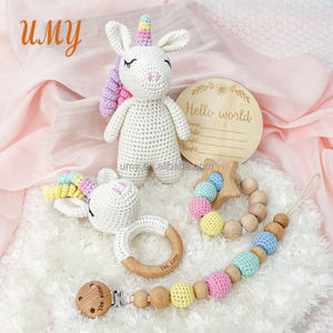 Sonajeros de Madera para Bebés al por Mayor, Mordedores para la Dentición, Juego de Regalo para Recién Nacidos, Sonajero de Ganchillo - Product Image 5