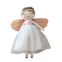 Poupée en peluche de fée ballerine personnalisée, cadeau d'anniversaire princesse, ange en tissu fait main avec robe tutu rose, jouet doux pour filles 35 cm