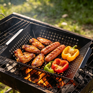 Accessori Premium per Barbecue: Vassoio Antiaderente e Cestello in Acciaio Inox per Carne e Verdure, Utensile per Grigliate all'Aperto - Product Image 5
