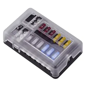 Car parts Standard Blade Marine Waterproof Fuse Box 12 Way Screw Fuse Box with LED Indicator for 12-24V Automotive Boat Truck