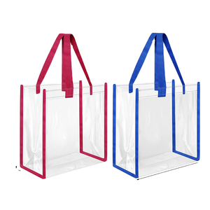 Tùy Chỉnh Giá Rẻ Rõ Ràng Nhựa Tái Sử Dụng <span class=keywords><strong>PVC</strong></span> Túi Xách Bãi Biển Trong Suốt Túi Tote Túi Quà Tặng Với Xử Lý Thư Loại Mô Hình - Product Image 1