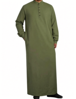 Robe Abaya en coton pour hommes musulmans, couleur unie, décontractée, respirante, avec ceinture, robe longue, style Dubaï, vêtements arabes grande taille